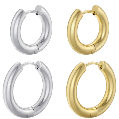 1 Pair Casual Simple Style Round Plating Copper 18k Gold Plated Hoop Earrings