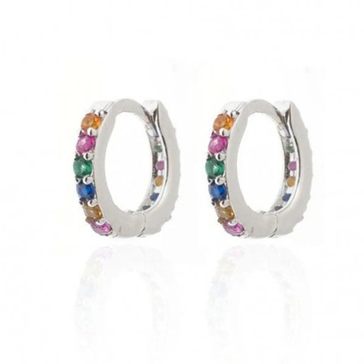 1 Pair Casual Simple Style Round Plating Inlay Copper Zircon Gold Plated Silver Plated Earrings