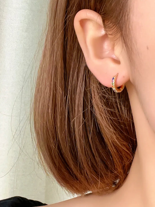 1 Pair Casual Simple Style Round Plating Inlay Copper Zircon White Gold Plated Gold Plated Hoop Earrings