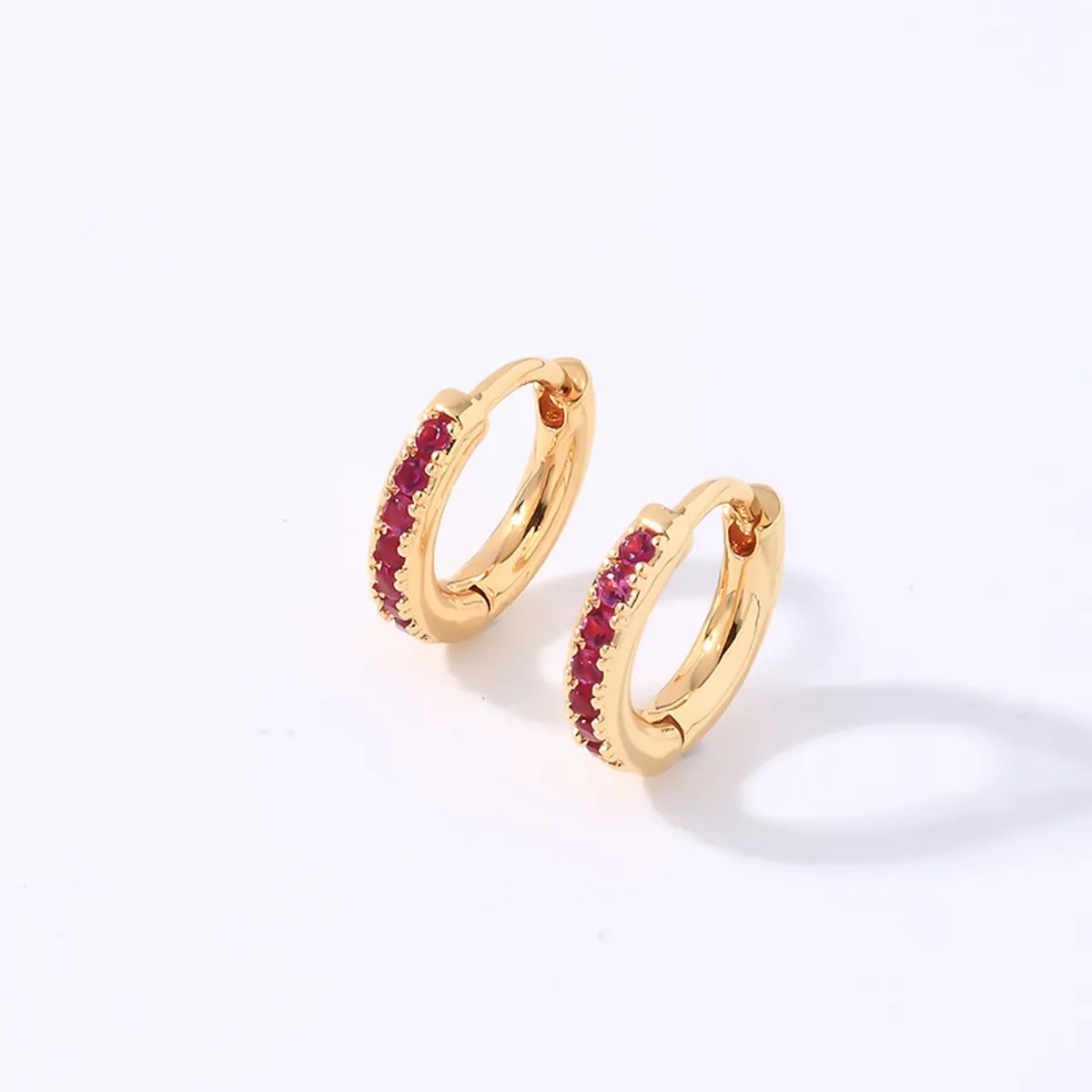 1 Pair Casual Simple Style Round Plating Inlay Copper Zircon White Gold Plated Gold Plated Hoop Earrings