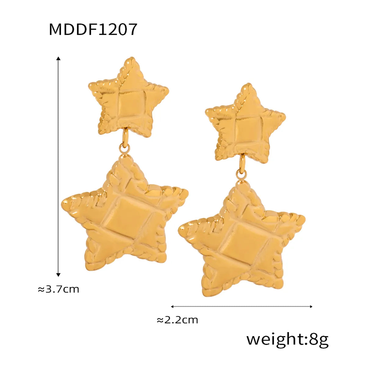 1 Pair Casual Simple Style Round Star Plating Carving Titanium Steel 18K Gold Plated Drop Earrings