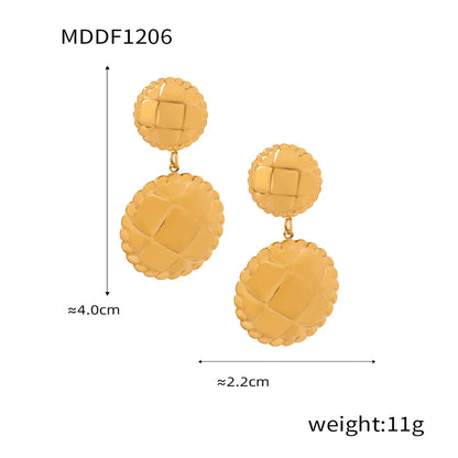 1 Pair Casual Simple Style Round Star Plating Carving Titanium Steel 18K Gold Plated Drop Earrings