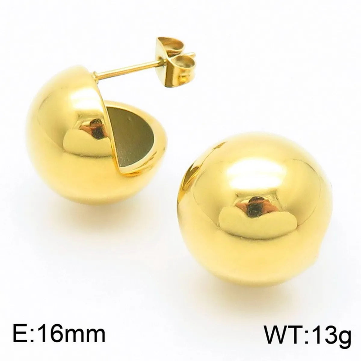 1 Pair Casual Simple Style Semicircle 304 Stainless Steel 18K Gold Plated Ear Studs