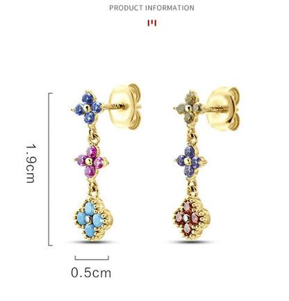 1 Pair Casual Simple Style Shiny Flower Inlay Sterling Silver Rhinestones Drop Earrings