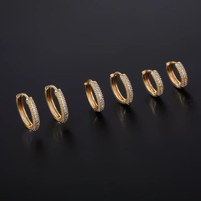 1 Pair Casual Simple Style Shiny Round Plating Inlay Copper Zircon Gold Plated Hoop Earrings