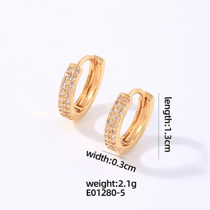 1 Pair Casual Simple Style Shiny Round Plating Inlay Copper Zircon Earrings