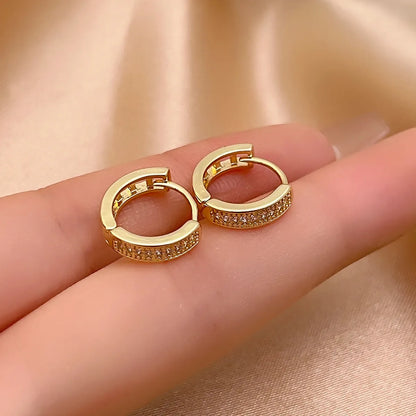 1 Pair Casual Simple Style Shiny Round Plating Inlay Copper Zircon Earrings