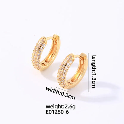 1 Pair Casual Simple Style Shiny Round Plating Inlay Copper Zircon Earrings