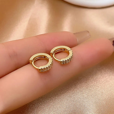 1 Pair Casual Simple Style Shiny Round Plating Inlay Copper Zircon Earrings