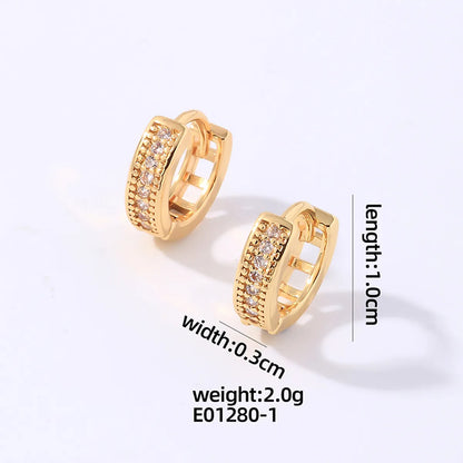 1 Pair Casual Simple Style Shiny Round Plating Inlay Copper Zircon Earrings