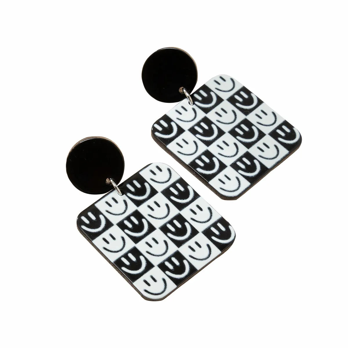 1 Pair Casual Simple Style Smiley Face Rectangle Stoving Varnish Arylic Drop Earrings