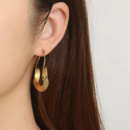 1 Pair Casual Simple Style Solid Color 304 Stainless Steel 18K Gold Plated Earrings