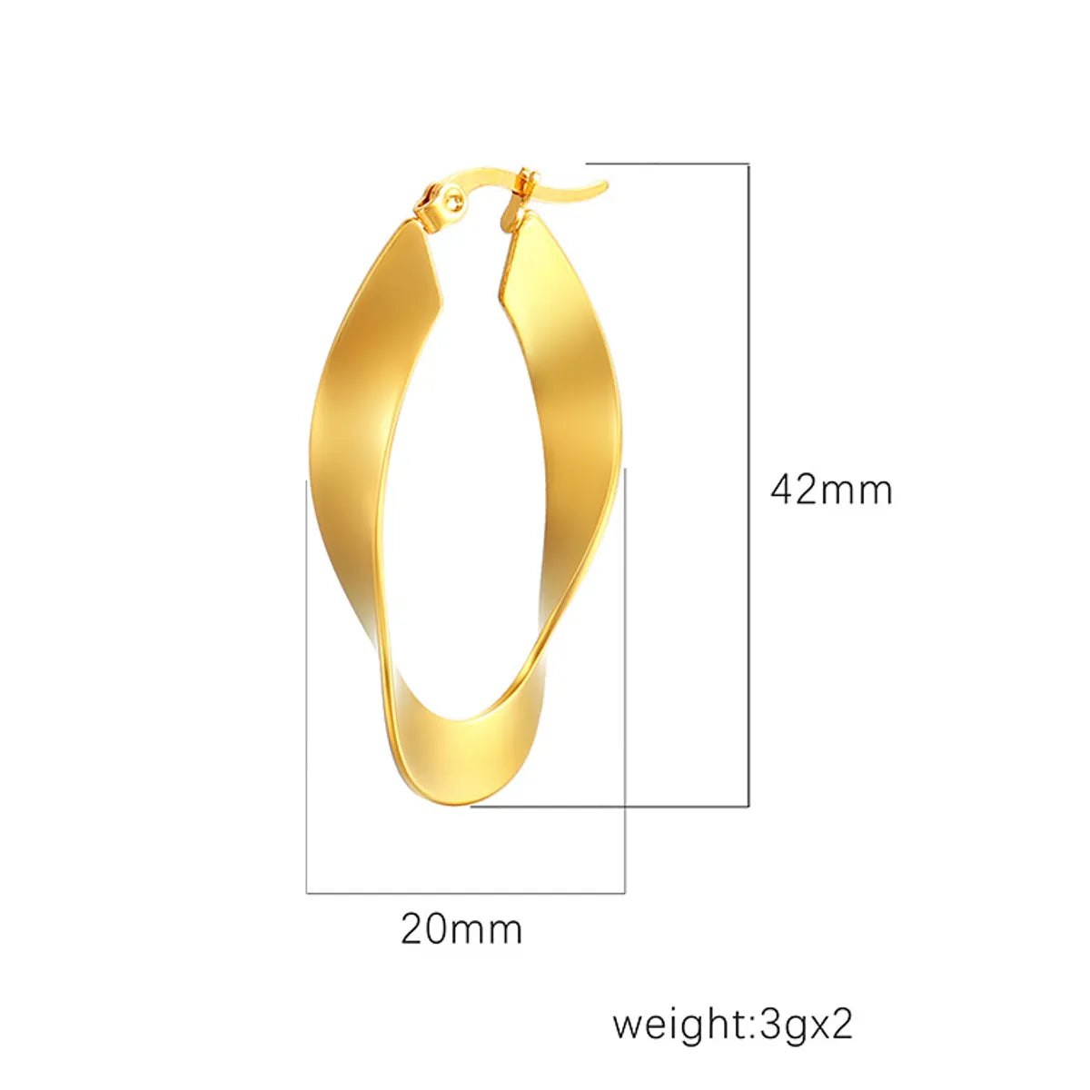 1 Pair Casual Simple Style Solid Color 304 Stainless Steel 18K Gold Plated Earrings