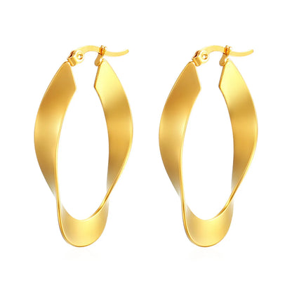 1 Pair Casual Simple Style Solid Color 304 Stainless Steel 18K Gold Plated Earrings