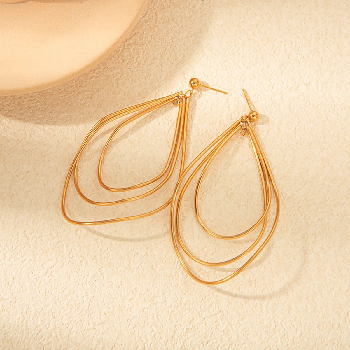 1 Pair Casual Simple Style Solid Color Plating 304 Stainless Steel 14K Gold Plated Earrings