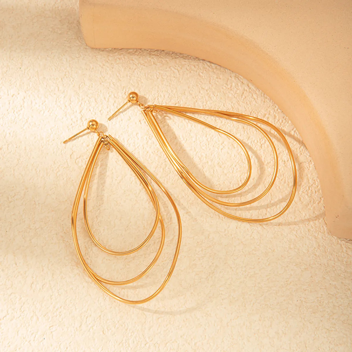 1 Pair Casual Simple Style Solid Color Plating 304 Stainless Steel 14K Gold Plated Earrings