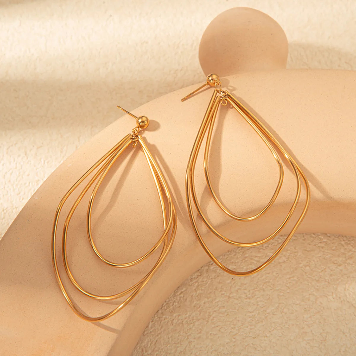 1 Pair Casual Simple Style Solid Color Plating 304 Stainless Steel 14K Gold Plated Earrings