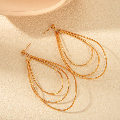 1 Pair Casual Simple Style Solid Color Plating 304 Stainless Steel 14K Gold Plated Earrings