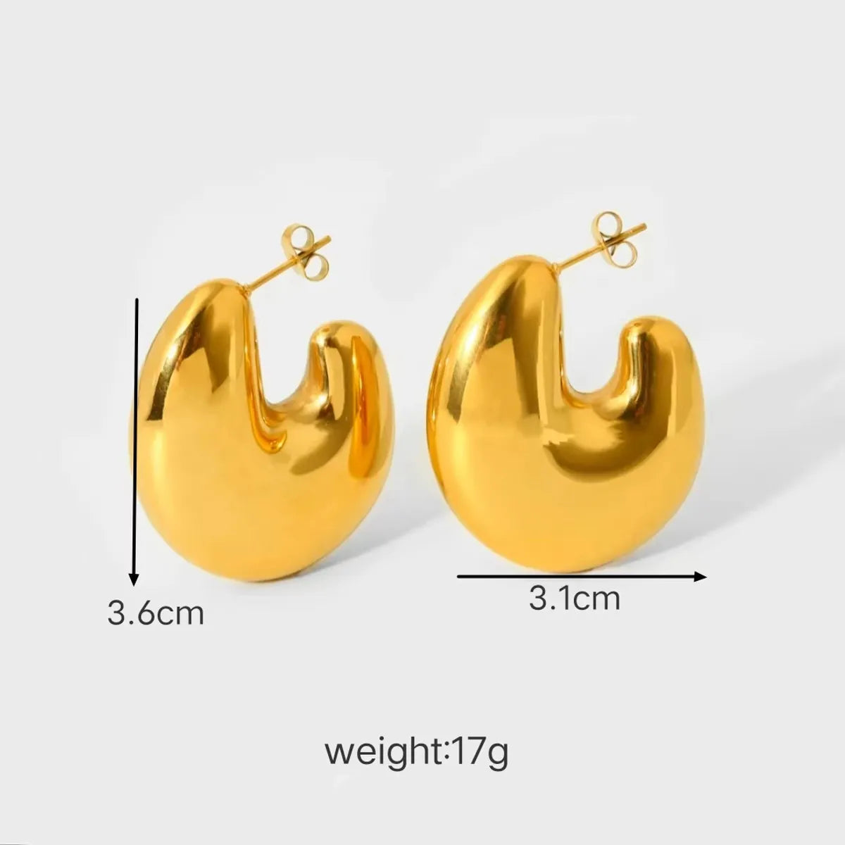 1 Pair Casual Simple Style Solid Color Plating 304 Stainless Steel 18K Gold Plated Ear Studs