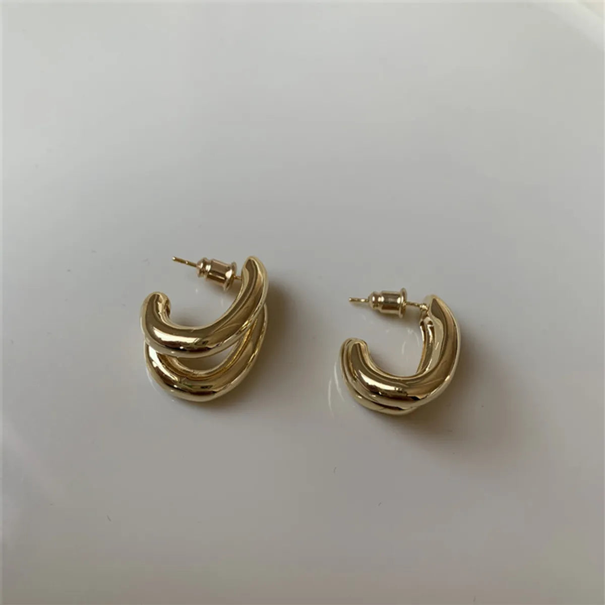 1 Pair Casual Simple Style Solid Color Plating Copper Gold Plated Silver Plated Ear Studs