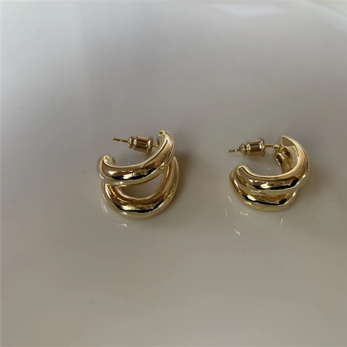 1 Pair Casual Simple Style Solid Color Plating Copper Gold Plated Silver Plated Ear Studs