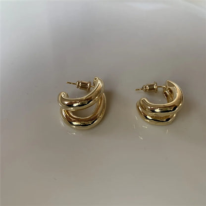 1 Pair Casual Simple Style Solid Color Plating Copper Gold Plated Silver Plated Ear Studs