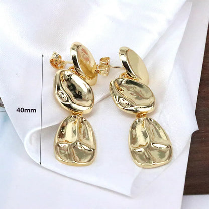 1 Pair Casual Simple Style Solid Color Plating Inlay Copper 18k Gold Plated Silver Plated Drop Earrings