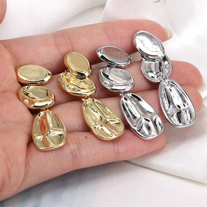 1 Pair Casual Simple Style Solid Color Plating Inlay Copper 18k Gold Plated Silver Plated Drop Earrings