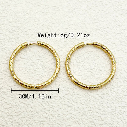 1 Pair Casual Simple Style Solid Color Plating Stainless Steel 14k Gold Plated Hoop Earrings