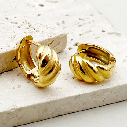 1 Pair Casual Simple Style Solid Color Plating Stainless Steel Gold Plated Earrings