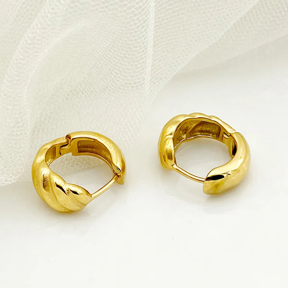 1 Pair Casual Simple Style Solid Color Plating Stainless Steel Gold Plated Earrings