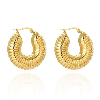 1 Pair Casual Simple Style Solid Color Plating Stainless Steel Titanium Steel 18k Gold Plated Earrings