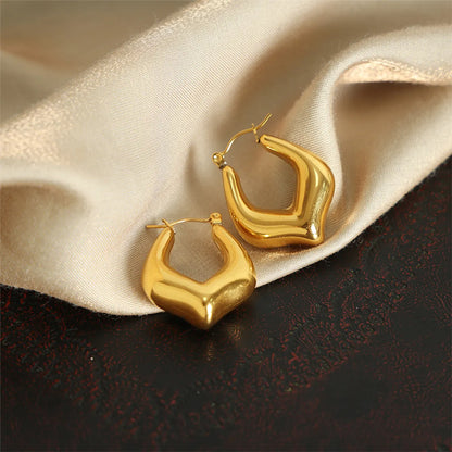 1 Pair Casual Simple Style Solid Color Plating Titanium Steel 18k Gold Plated Hoop Earrings