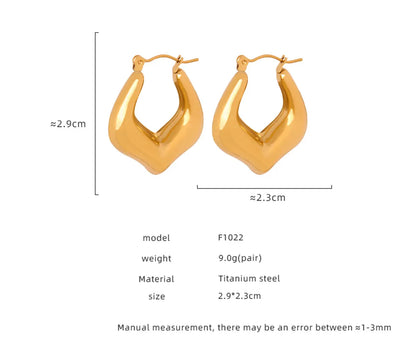 1 Pair Casual Simple Style Solid Color Plating Titanium Steel 18k Gold Plated Hoop Earrings