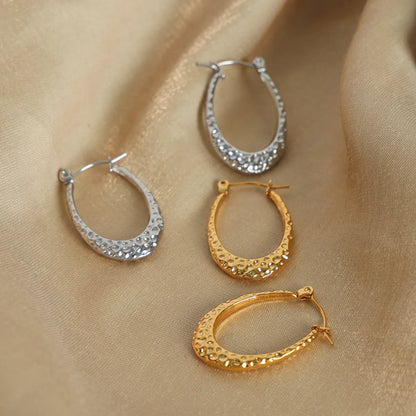 1 Pair Casual Simple Style Solid Color Plating Titanium Steel 18k Gold Plated Hoop Earrings