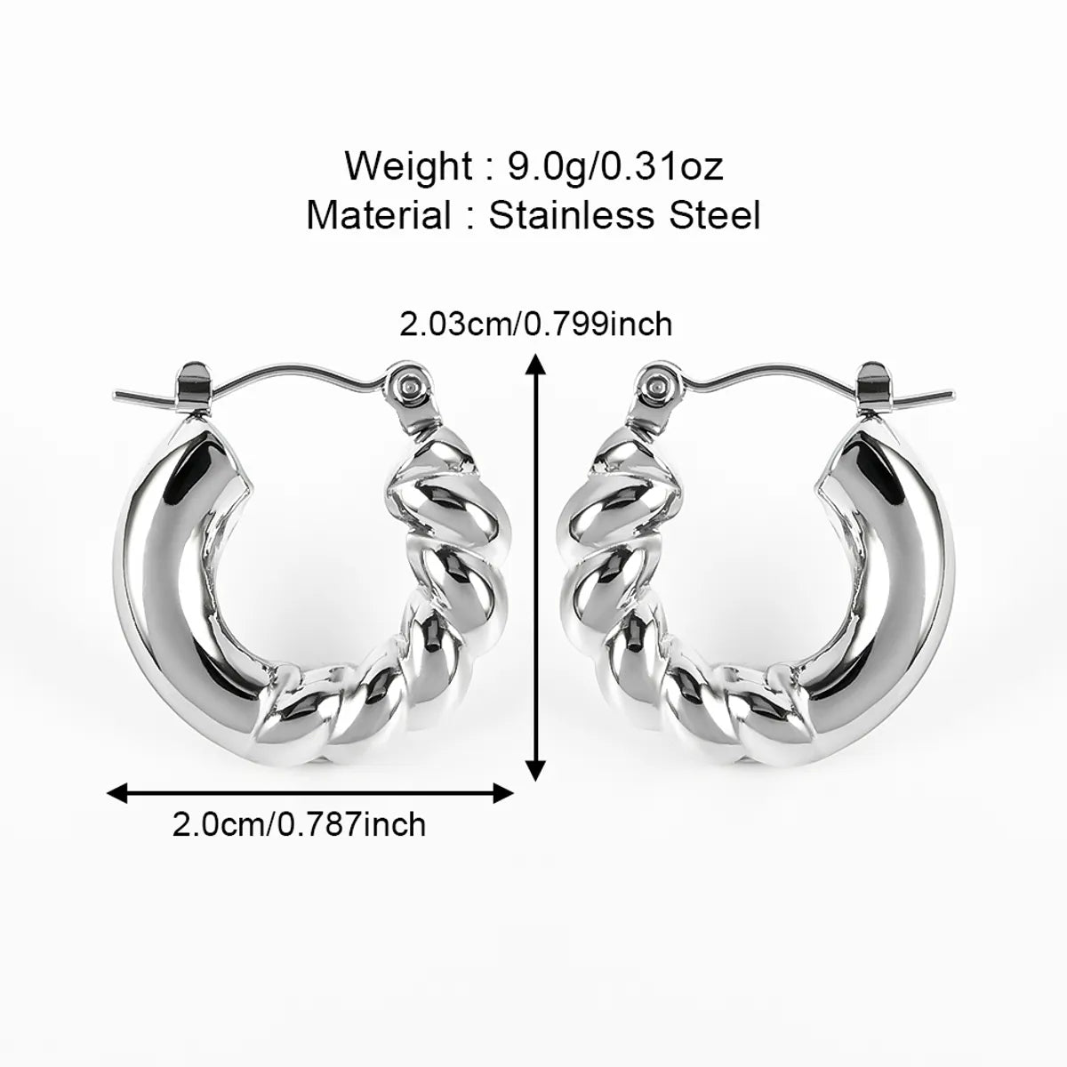 1 Pair Casual Simple Style Solid Color Polishing 304 Stainless Steel Earrings