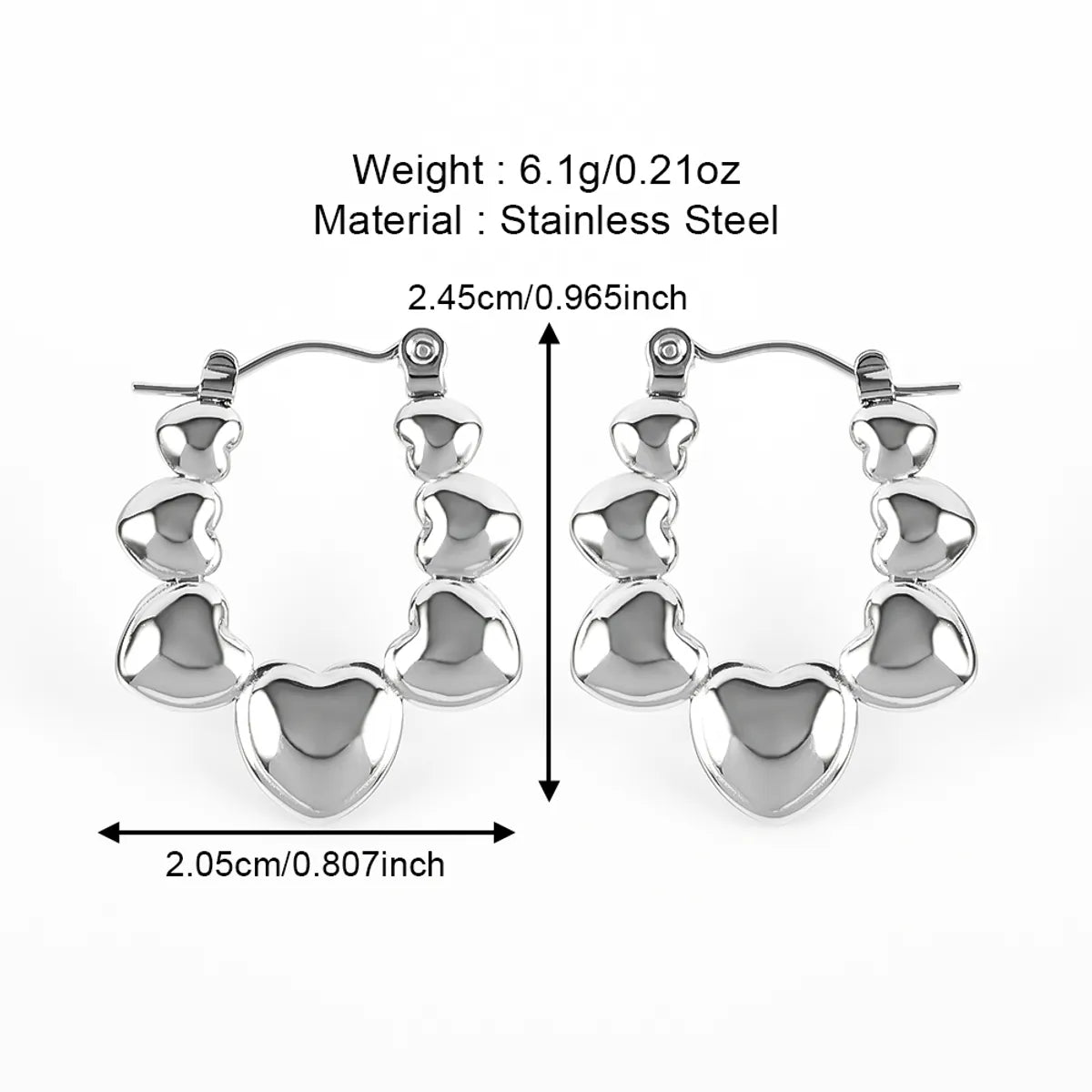 1 Pair Casual Simple Style Solid Color Polishing 304 Stainless Steel Earrings