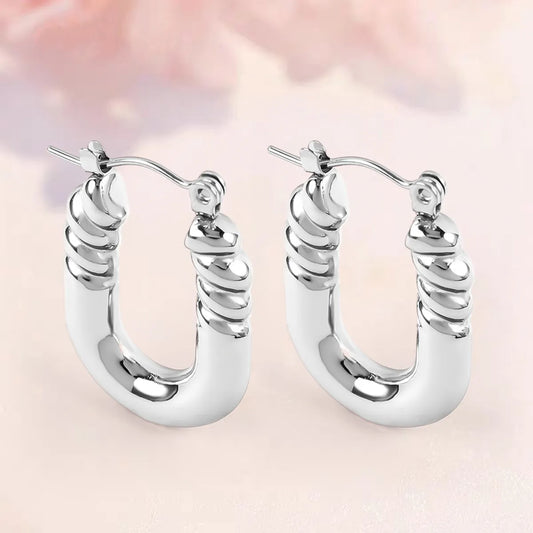 1 Pair Casual Simple Style Solid Color Polishing 304 Stainless Steel Earrings