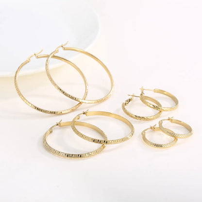 1 Pair Casual Simple Style Solid Color Stainless Steel Plating 18k Gold Plated Hoop Earrings