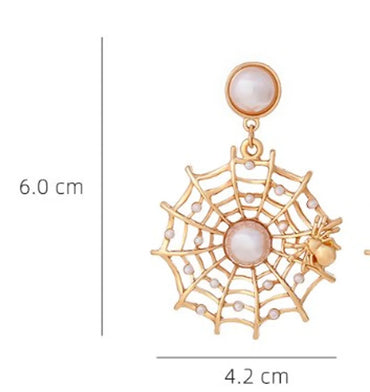 1 Pair Casual Simple Style Spider Spider Web Hollow Out Inlay Zinc Alloy Artificial Pearls Drop Earrings