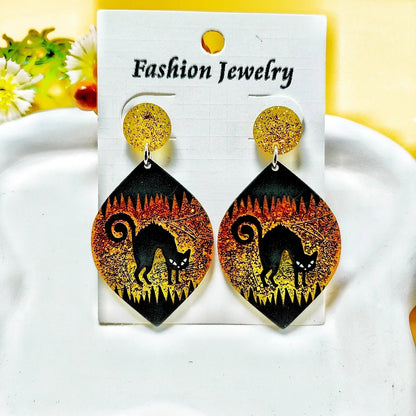 1 Pair Casual Simple Style Spider Web Bat Arylic Drop Earrings