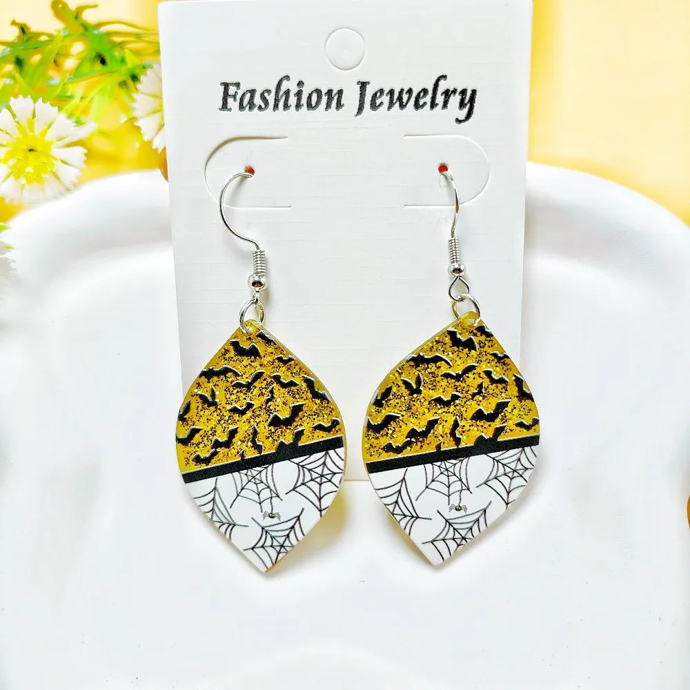 1 Pair Casual Simple Style Spider Web Bat Arylic Drop Earrings