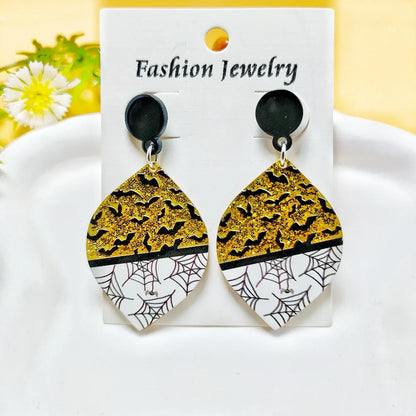 1 Pair Casual Simple Style Spider Web Bat Arylic Drop Earrings