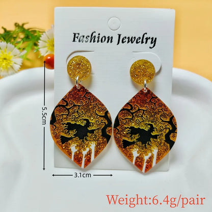 1 Pair Casual Simple Style Spider Web Bat Arylic Drop Earrings