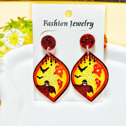 1 Pair Casual Simple Style Spider Web Bat Arylic Drop Earrings