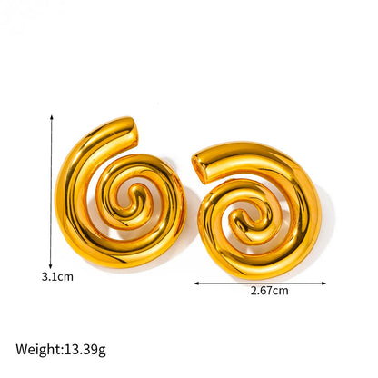 1 Pair Casual Simple Style Spiral Titanium Steel 18K Gold Plated Ear Studs