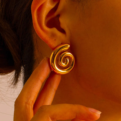 1 Pair Casual Simple Style Spiral Titanium Steel 18K Gold Plated Ear Studs