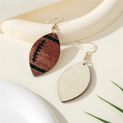 1 Pair Casual Simple Style Sports Rugby Wood Drop Earrings