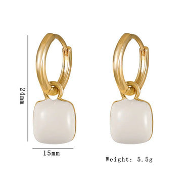 1 Pair Casual Simple Style Square Heart Shape Enamel Alloy Drop Earrings