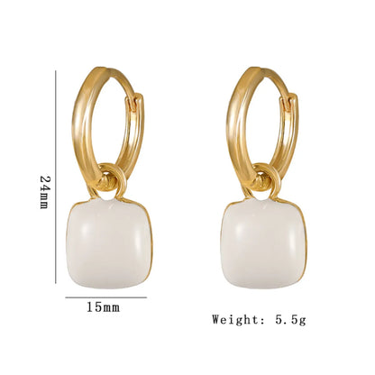 1 Pair Casual Simple Style Square Heart Shape Enamel Alloy Drop Earrings